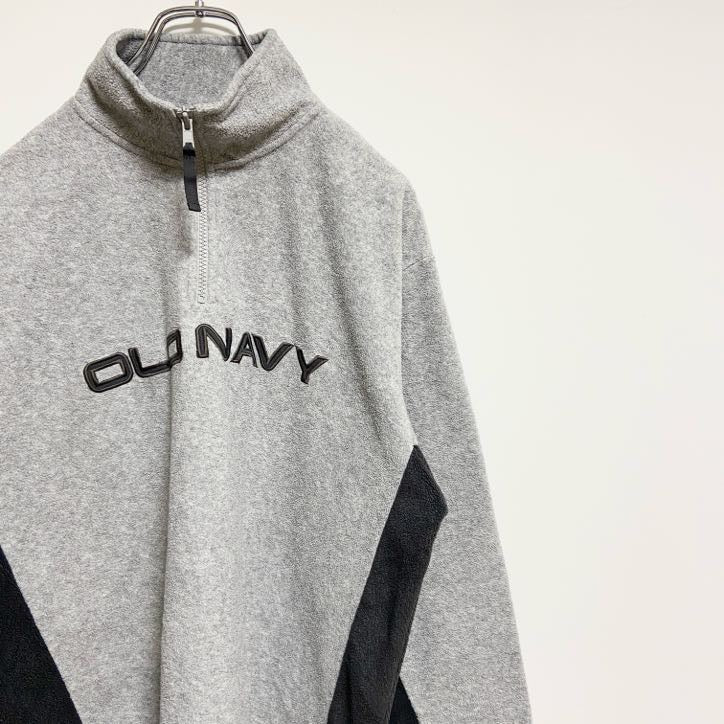 古着 used　OLDNAVY　オールドネイビー　長袖ロゴワッペンスウェット　ハーフジップトレーナー　グレー　秋冬服　Sサイズ