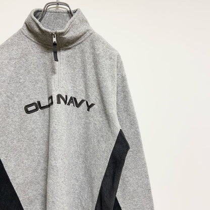 古着 used　OLDNAVY　オールドネイビー　長袖ロゴワッペンスウェット　ハーフジップトレーナー　グレー　秋冬服　Sサイズ