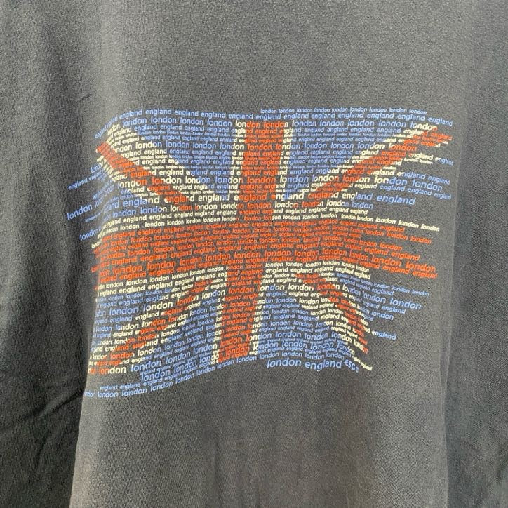 古着 used　GILDAN　ギルダン　半袖プリントTシャツ　レトロデザイン　クルーネック　イギリス　国旗　ネイビー　XXLサイズ