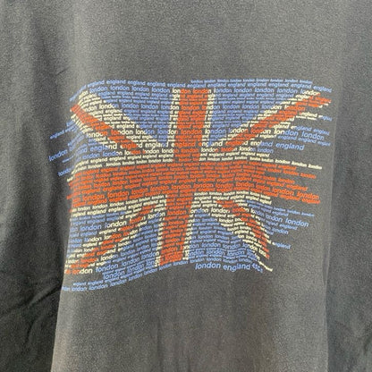 古着 used　GILDAN　ギルダン　半袖プリントTシャツ　レトロデザイン　クルーネック　イギリス　国旗　ネイビー　XXLサイズ