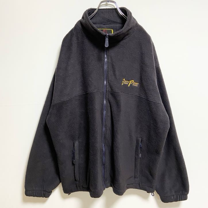BARU sports　フリースジャケット/ボアジャケット　ハイネック　刺繍ロゴ　ビッグシルエット　黒　ブラック　3XLサイズ