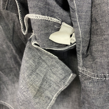 90s　BENETTON　ベネトン　長袖シャンブレーシャツ　ジップポケット　2つポケット　ヴィンテージ　灰色　グレー　Sサイズ