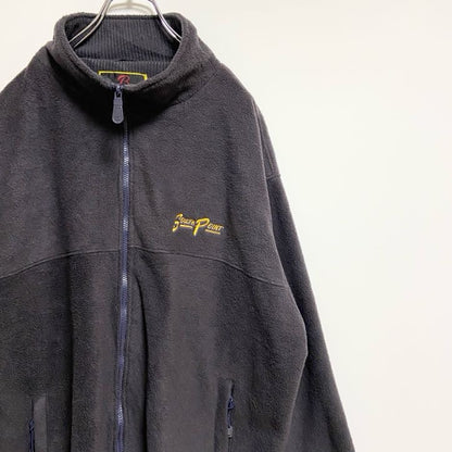 BARU sports　フリースジャケット/ボアジャケット　ハイネック　刺繍ロゴ　ビッグシルエット　黒　ブラック　3XLサイズ