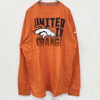 古着　used　NIKE　長袖プリントTシャツ　デンバー・ブロンコス　UNITED IN ORANGE　オレンジ　XXLサイズ
