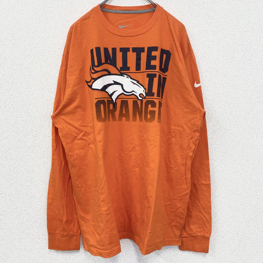 古着　used　NIKE　長袖プリントTシャツ　デンバー・ブロンコス　UNITED IN ORANGE　オレンジ　XXLサイズ