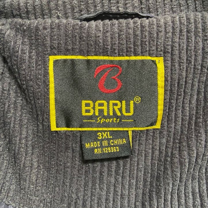 BARU sports　フリースジャケット/ボアジャケット　ハイネック　刺繍ロゴ　ビッグシルエット　黒　ブラック　3XLサイズ