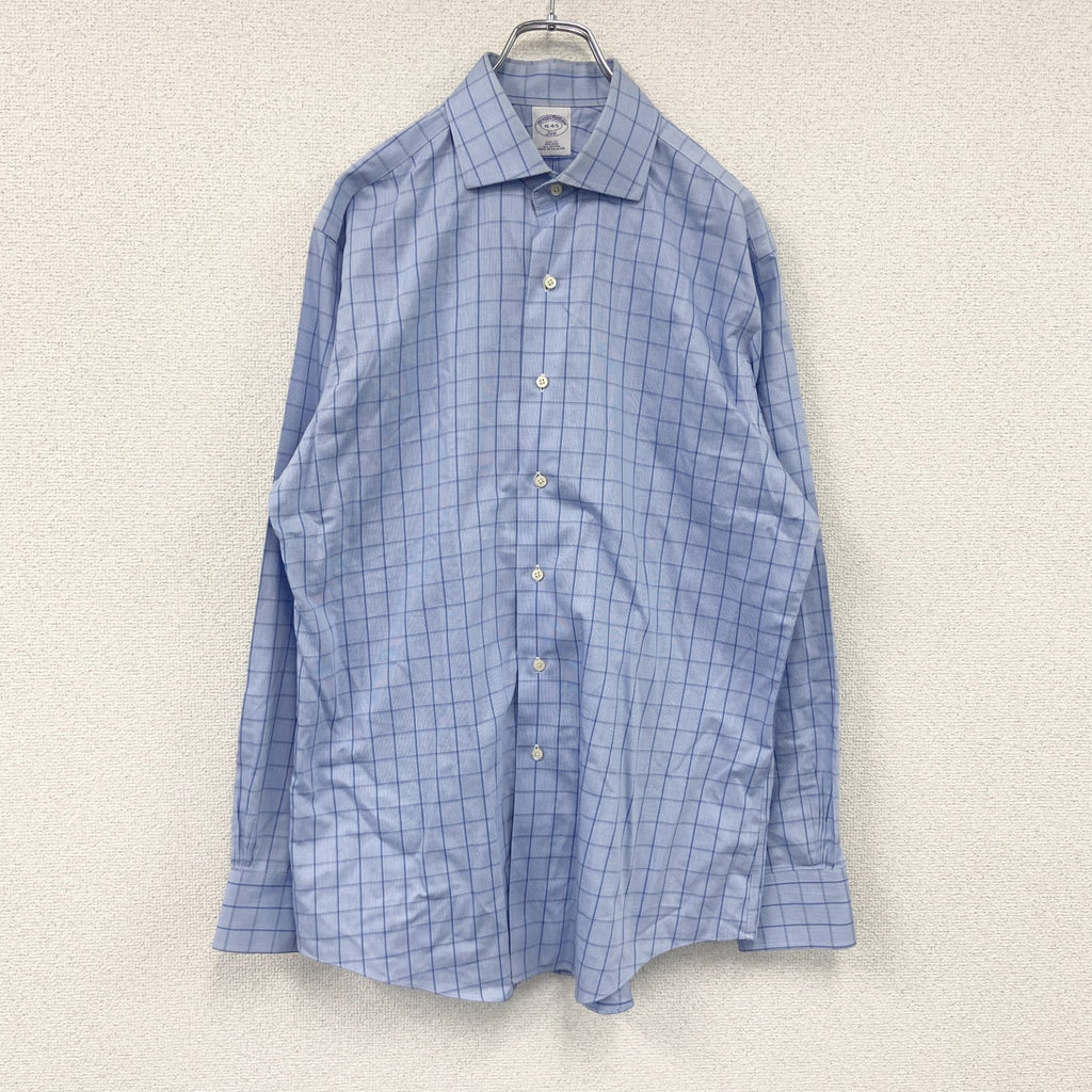 Brooks Brothers　ブルックスブラザーズ　長袖シャツ　チェック柄　水色　ライトブルー