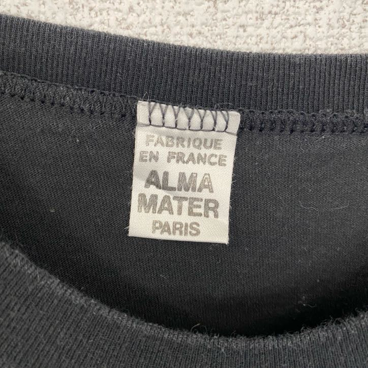 古着 used　ALMA MATER　半袖プリントTシャツ　レトロデザイン　クルーネック　ゴッホ　夜のカフェテラス　黒　ブラック