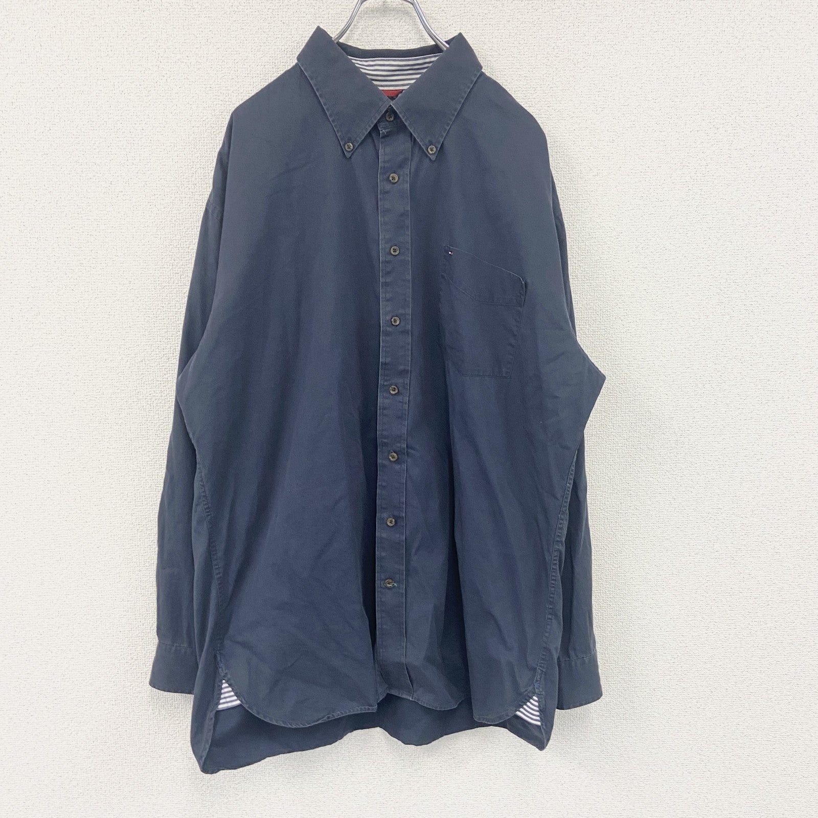 TOMMY HILFIGER　トミーヒルフィガー　長袖ボタンダウンシャツ　紺　ネイビー　2XLサイズ
