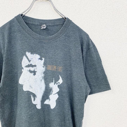 古着 used　半袖バンドプリントTシャツ　Handsome Furs　レトロデザイン　クルーネック　ダークグレー　Sサイズ