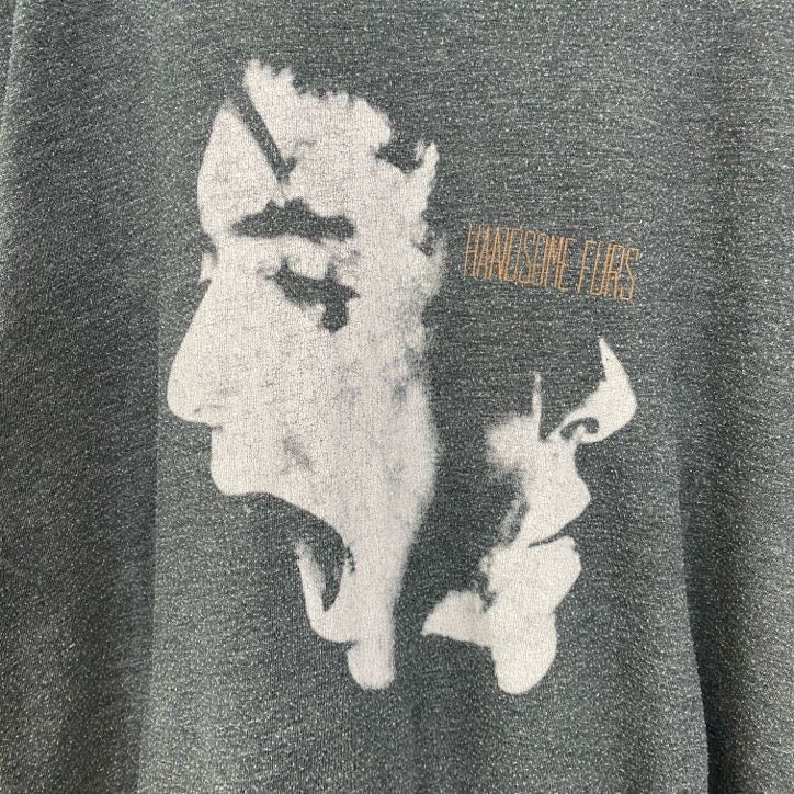 古着 used　半袖バンドプリントTシャツ　Handsome Furs　レトロデザイン　クルーネック　ダークグレー　Sサイズ