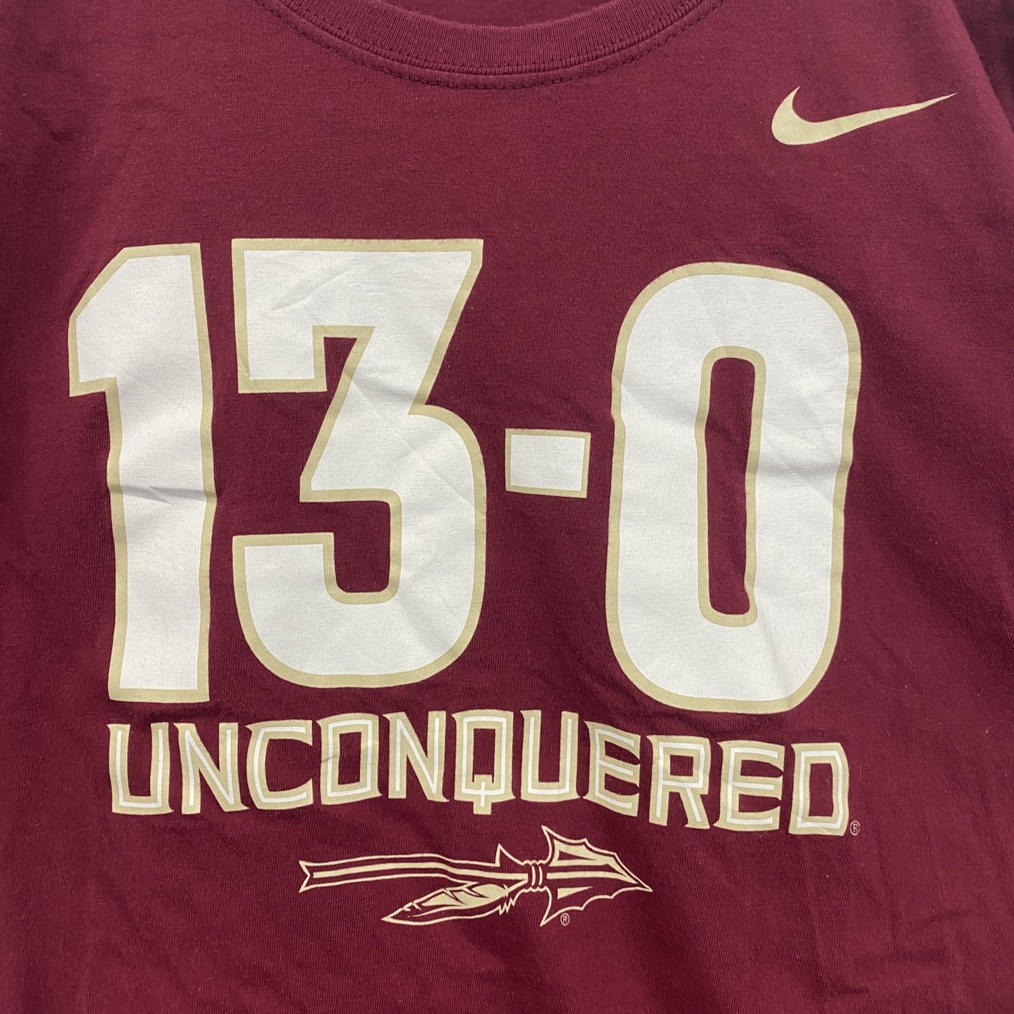 古着　used　NIKE　ナイキ　半袖プリントTシャツ　UNCONQUERED　13-0　レトロデザイン　赤　レッド　Lサイズ