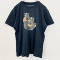 古着 used　半袖プリントTシャツ　レトロデザイン　クルーネック　警官　ポリス　POLICE　黒　ブラック　Mサイズ