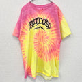 古着　used　Hanes　ヘインズ　半袖プリントTシャツ　タイダイ　RUIDOSO　ピンク　黄　イエロー　XLサイズ