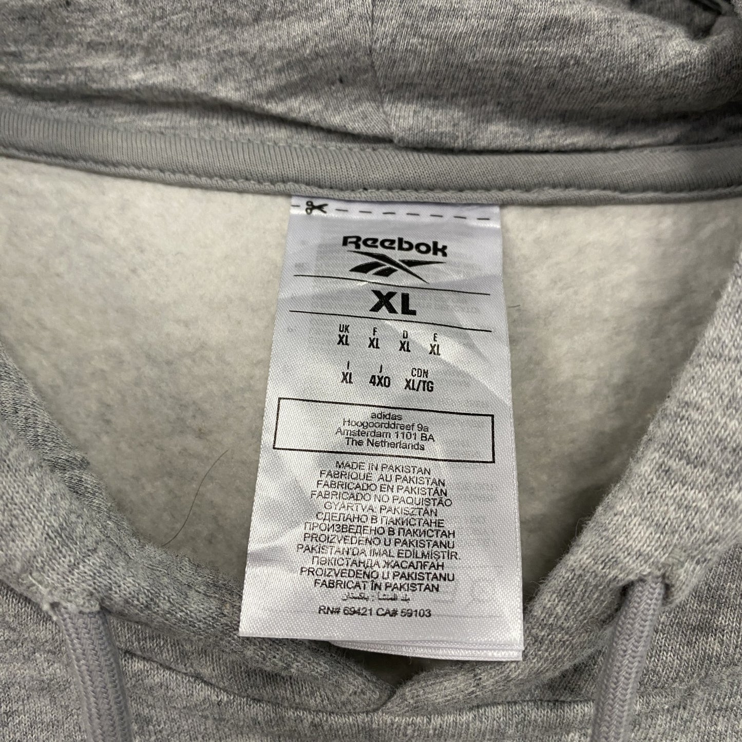 Reebok　リーボック　スウェットパーカー/フーディー　デカロゴ　灰色　グレー　XLサイズ