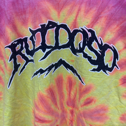 古着　used　Hanes　ヘインズ　半袖プリントTシャツ　タイダイ　RUIDOSO　ピンク　黄　イエロー　XLサイズ