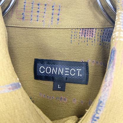 古着 used　CONNECT コネクト　半袖総柄シャツ　ペイズリー　イエロー　黄金色　レトロデザイン　Lサイズ