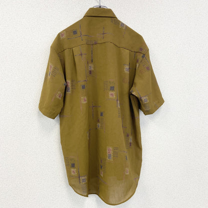 古着 used　CONNECT コネクト　半袖総柄シャツ　ペイズリー　イエロー　黄金色　レトロデザイン　Lサイズ