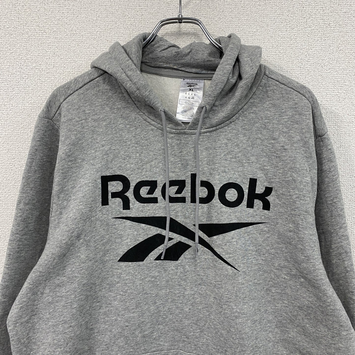Reebok　リーボック　スウェットパーカー/フーディー　デカロゴ　灰色　グレー　XLサイズ