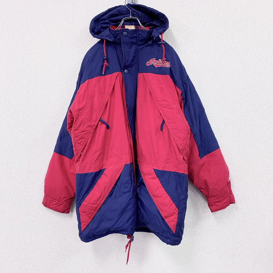 90s～　STARTER　スターター　Diamond　インディアンス　ダウンジャケット　ヴィンテージ　バイカラー　ネイビー　ピンク　Mサイズ