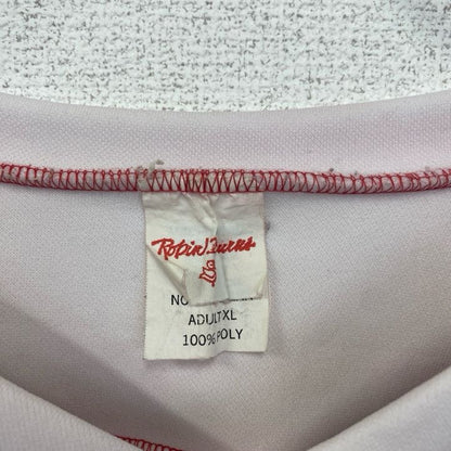 古着　used　長袖プリントTシャツ　ワシントンキャピタルズ　ホッケースクール　レトロデザイン　赤　レッド　XLサイズ