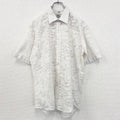 古着 used　RONAL DINHO　ランダムプリント　カジュアル半袖シャツ　ホワイト　白　レトロデザイン　Lサイズ