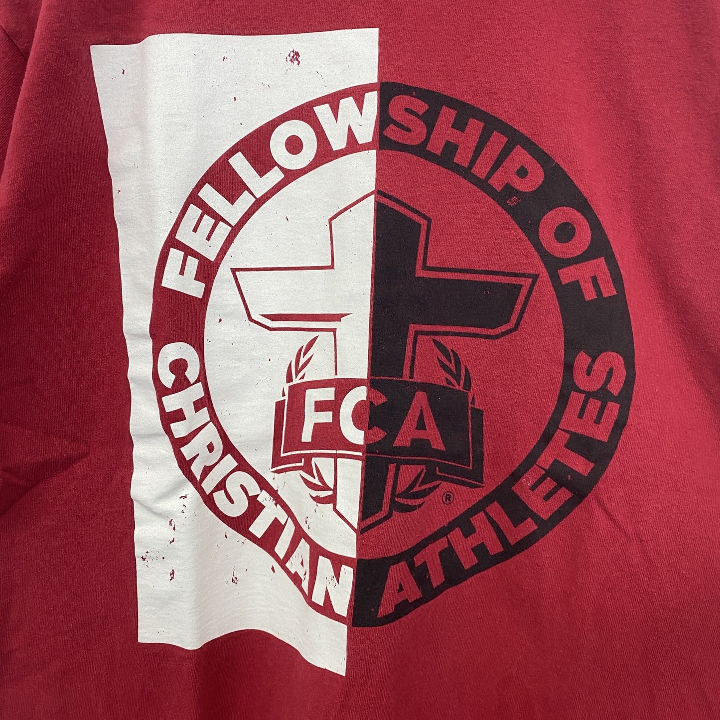 GILDAN　ギルダン　半袖プリントTシャツ　FCA　アーチプリント　十字架　赤　レッド　Mサイズ