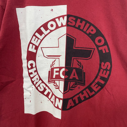GILDAN　ギルダン　半袖プリントTシャツ　FCA　アーチプリント　十字架　赤　レッド　Mサイズ