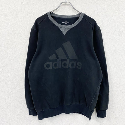 adidas　アディダス　スウェット/トレーナー　前V　デカロゴ　黒　ブラック　2XOサイズ