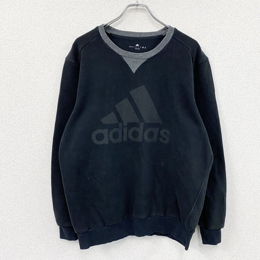 adidas　アディダス　スウェット/トレーナー　前V　デカロゴ　黒　ブラック　2XOサイズ