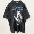 古着 used　半袖プリントTシャツ　CLAUDE FRANCOIS　クルーネック　レトロデザイン　黒　ブラック　