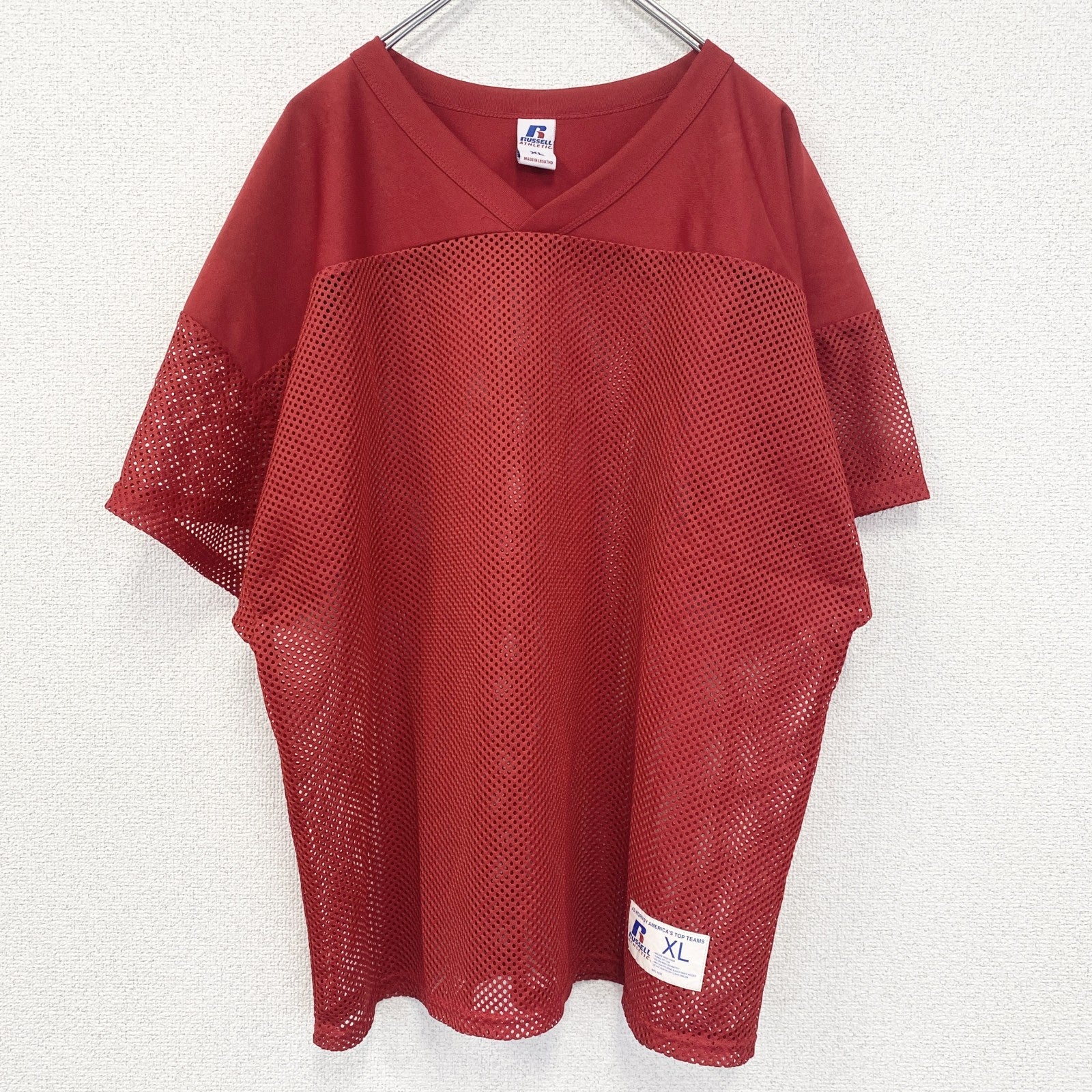 古着　used　RUSSELL ATHLETIC　ラッセルアスレティック　半袖Tシャツ　レトロデザイン　レッド　赤　XLサイズ