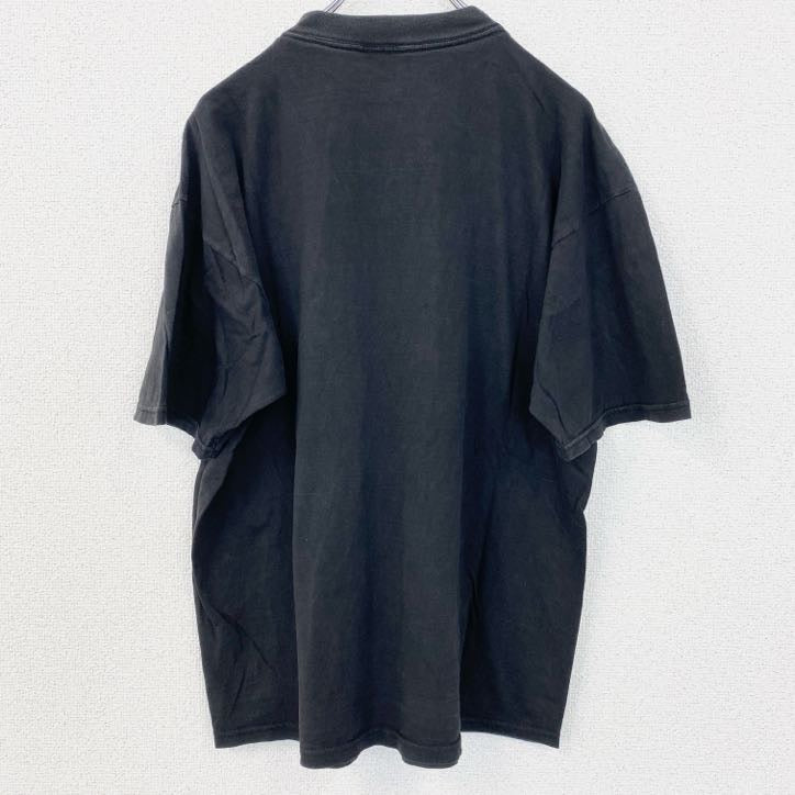 古着 used　半袖プリントTシャツ　CLAUDE FRANCOIS　クルーネック　レトロデザイン　黒　ブラック　
