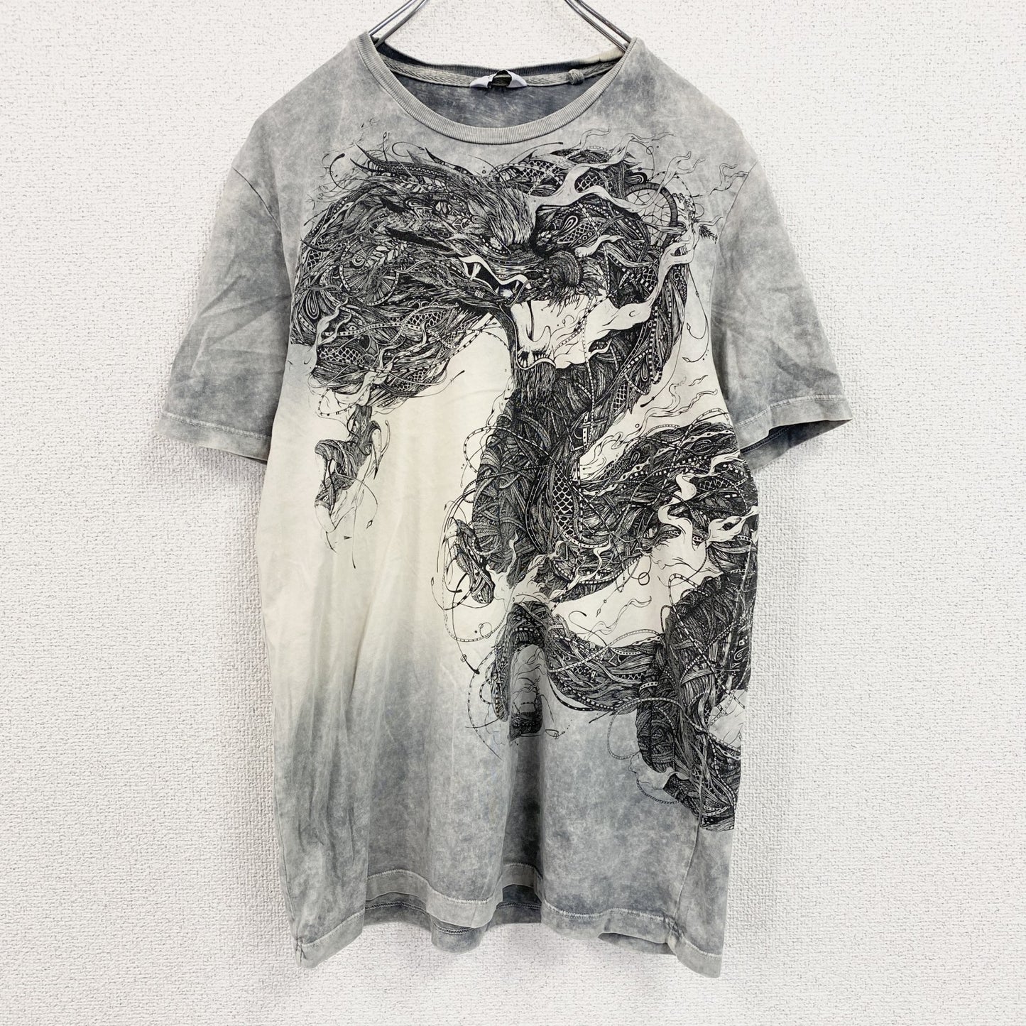 古着 used　next　半袖プリントTシャツ　和柄　グレー　Mサイズ