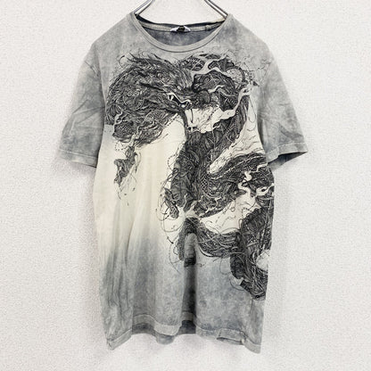 古着 used　next　半袖プリントTシャツ　和柄　グレー　Mサイズ