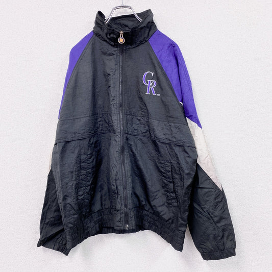 ～00s　GENUINE MERCHANDISE　フルジップナイロンジャケット　ヴィンテージ　黒　ブラック　Lサイズ