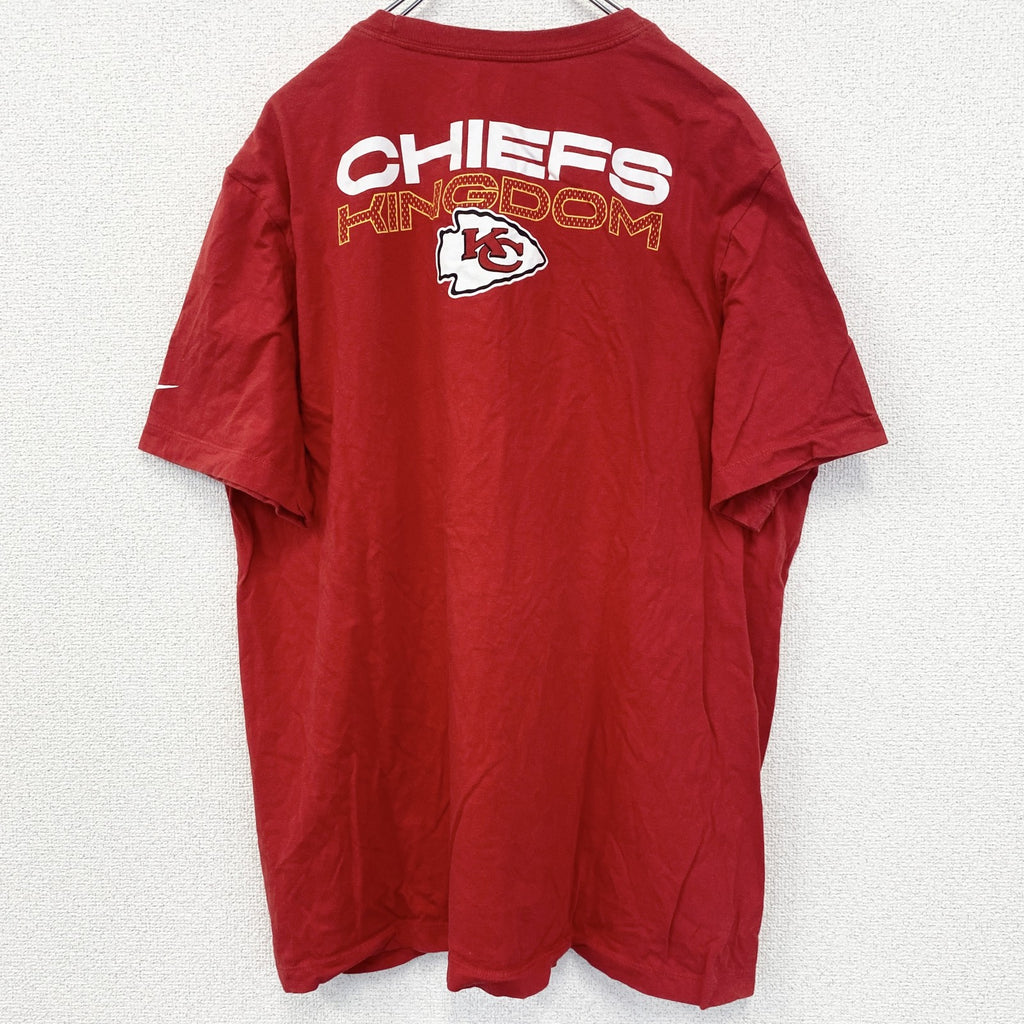 古着　used　NIKE　ナイキ　半袖プリントTシャツ　NFL　カンザスシティ　チーフス　キングダム　赤　レッド　XLサイズ