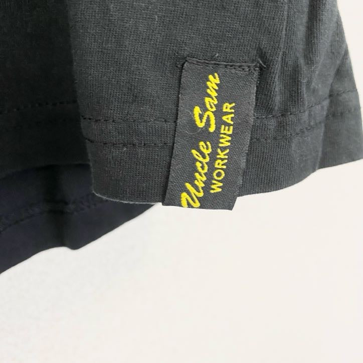 古着 used　半袖プリントTシャツ　Uncle Sain　クルーネック　レトロデザイン　黒　ブラック　XLサイズ
