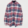 古着　used　CHAPS EST 1978　チャップス　長袖ボタンダウンシャツ　チェック柄　赤　白　青　レトロデザイン　Mサイズ