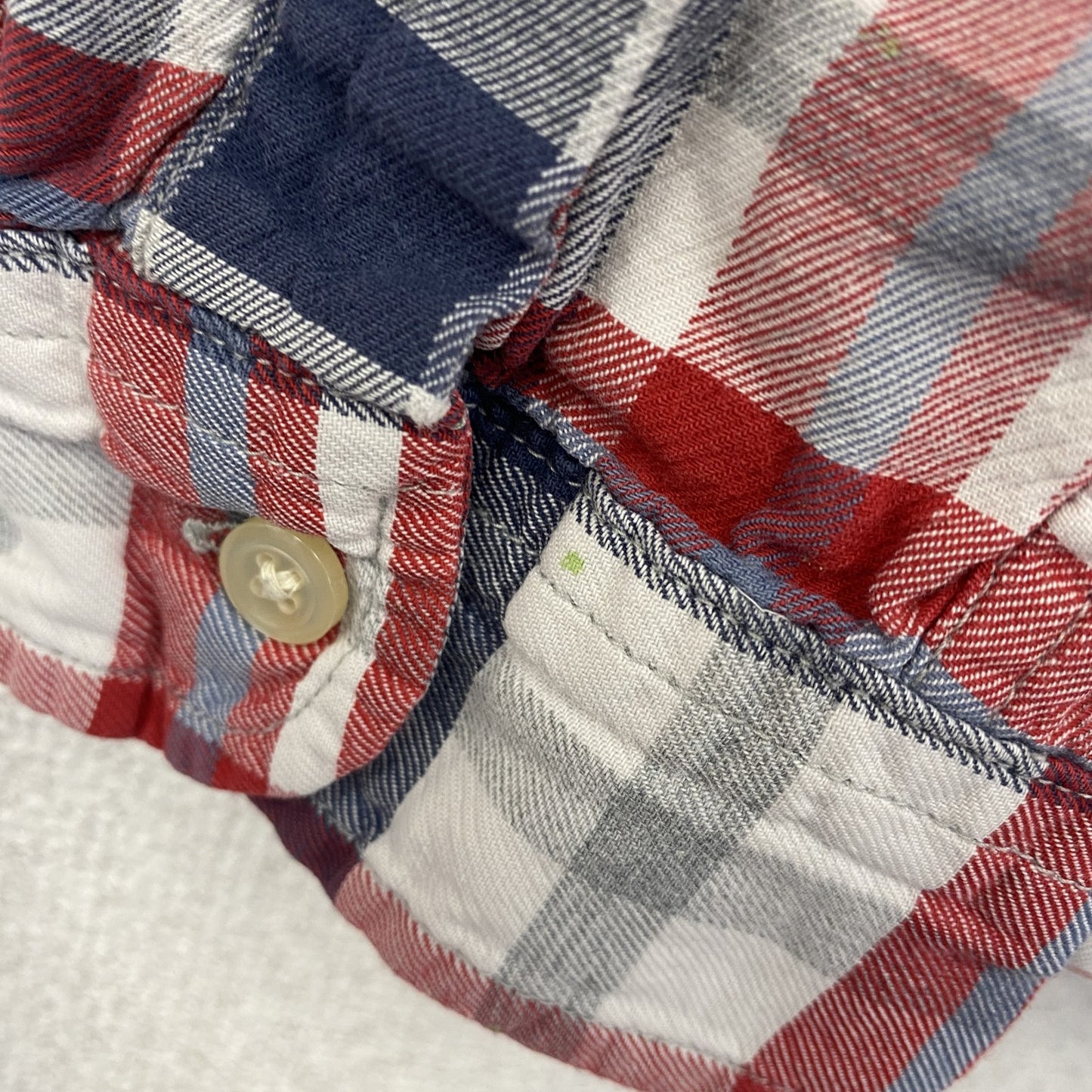 古着　used　CHAPS EST 1978　チャップス　長袖ボタンダウンシャツ　チェック柄　赤　白　青　レトロデザイン　Mサイズ