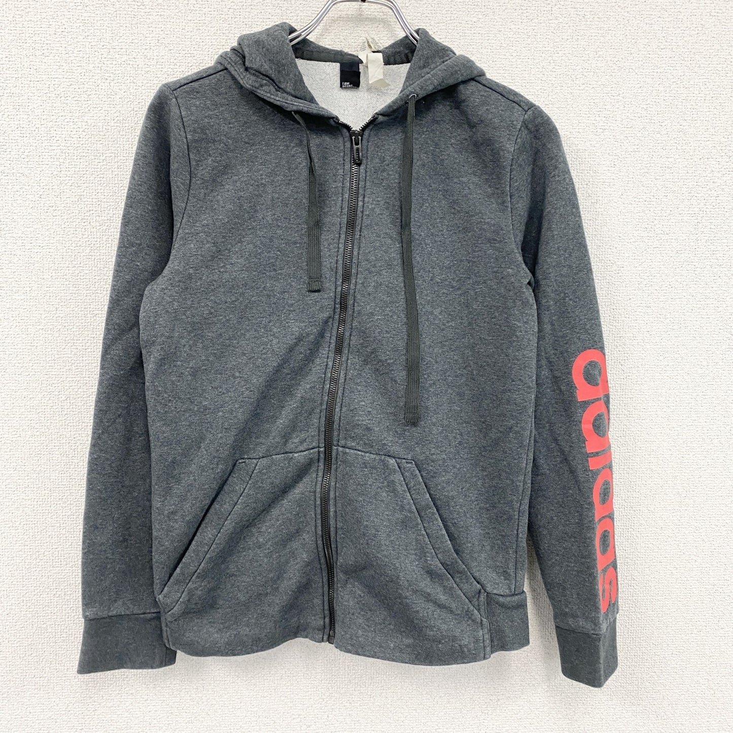 adidas　アディダス　フルジップスウェットパーカー/フーディー　パフォーマンスロゴ　デカロゴ　グレー　Mサイズ