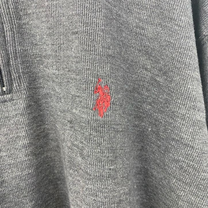 古着 used　U.S.POLOASSN.　ユーエスポロアッスン　長袖ハーフジップスウェット　プルオーバー　グレー　XLサイズ