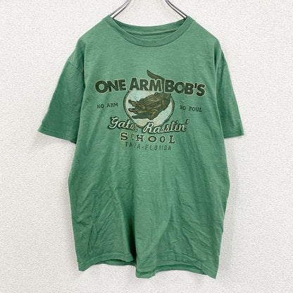 半袖プリントTシャツ　5連プリント　フェード　ワニ　緑　グリーン