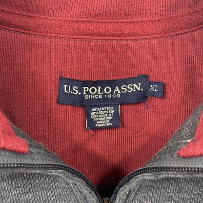 古着 used　U.S.POLOASSN.　ユーエスポロアッスン　長袖ハーフジップスウェット　プルオーバー　グレー　XLサイズ