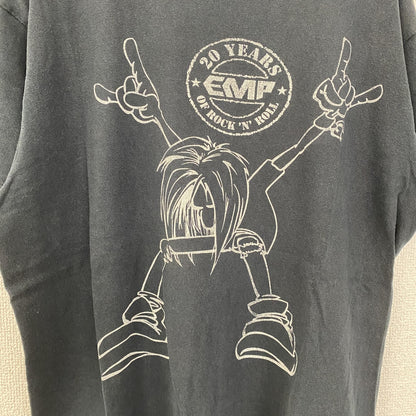 古着 used　半袖プリントTシャツ　rock 'n' roll　 EMP　クルーネック　レトロデザイン　黒　ブラック　XLサイズ