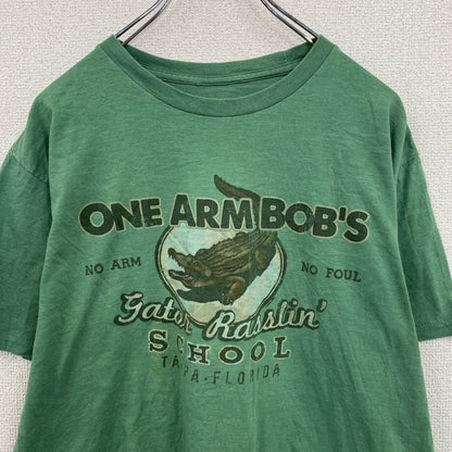 半袖プリントTシャツ　5連プリント　フェード　ワニ　緑　グリーン