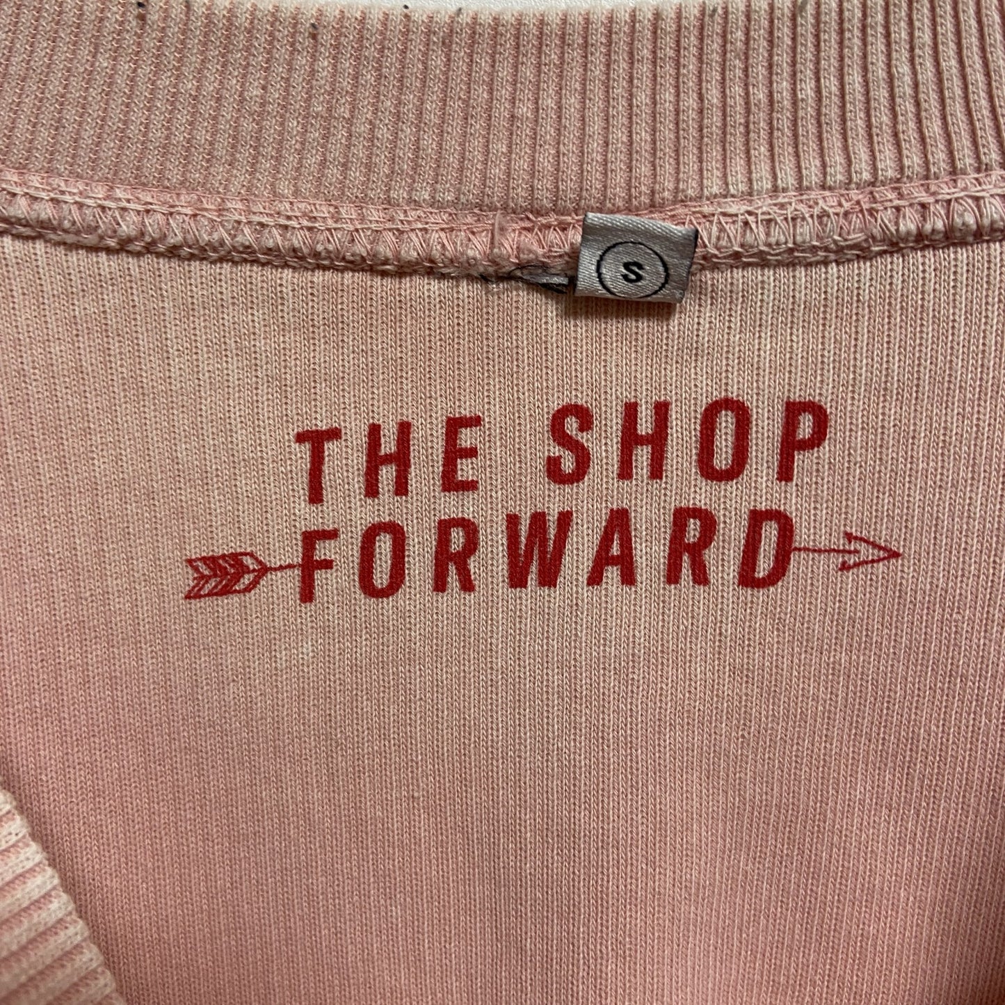 THESHOPFORWARD　コーデュロイスウェット/トレーナー　3連プリント　英字プリント　ピンク　Sサイズ