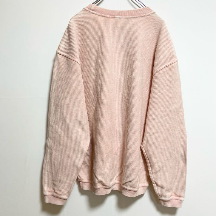 THESHOPFORWARD　コーデュロイスウェット/トレーナー　3連プリント　英字プリント　ピンク　Sサイズ