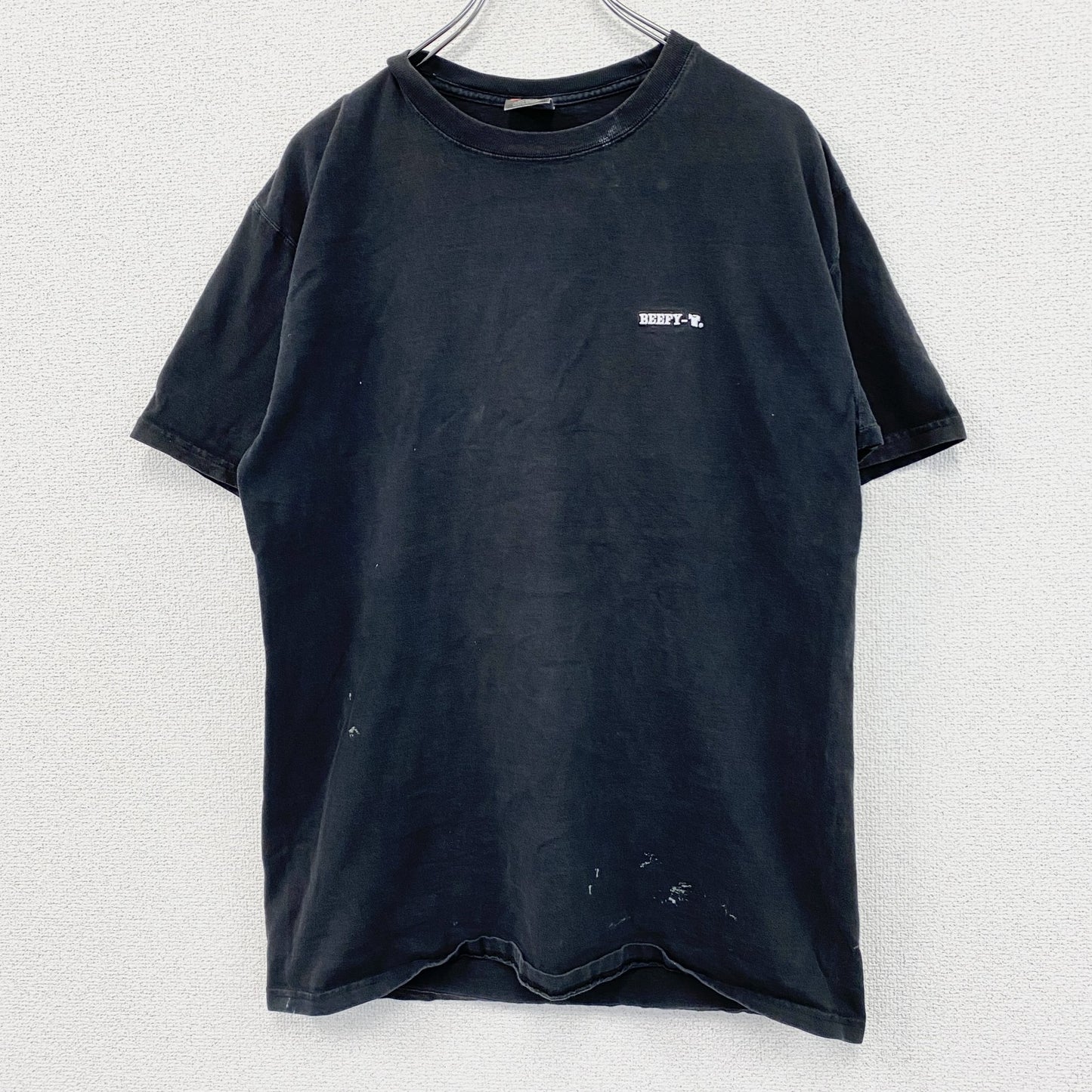 BEEFY-T　半袖Tシャツ　刺繍ロゴ　ワンポイント　Hanes　黒　ブラック　Mサイズ