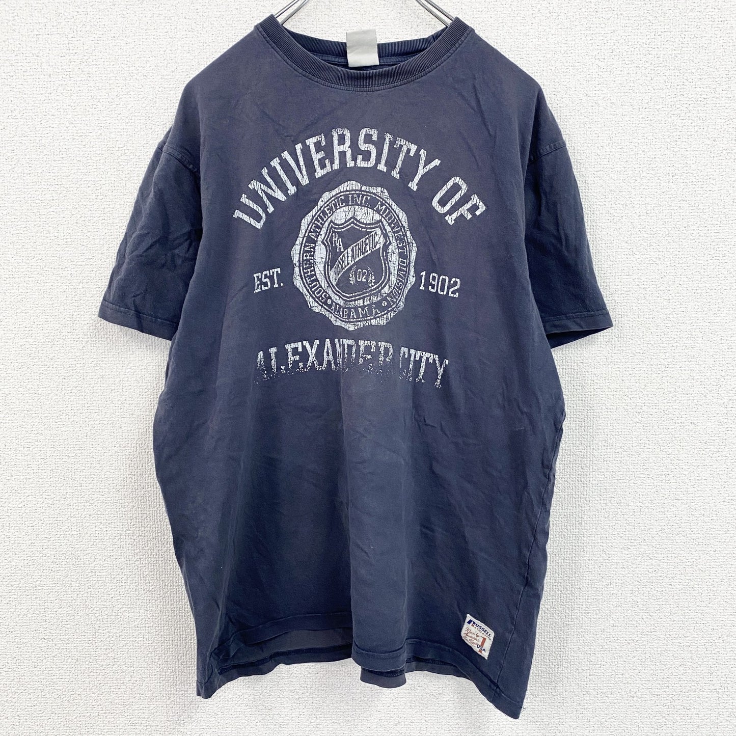 RUSSELL ATHLETIC　半袖プリントTシャツ　紺　ネイビー　Mサイズ